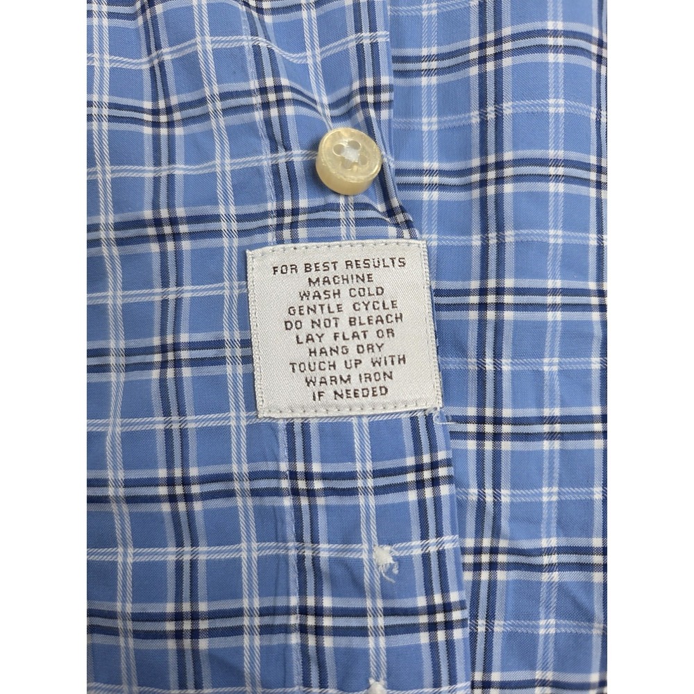 Peter Millar Crown Crafted Blue Plaid Button Down Men's Large Golf Dress Shirt - Picture 6 of 9